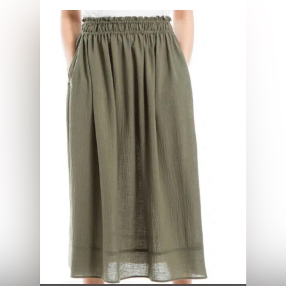 NWT Max Studio Olive Green Midi Skirt Size L
